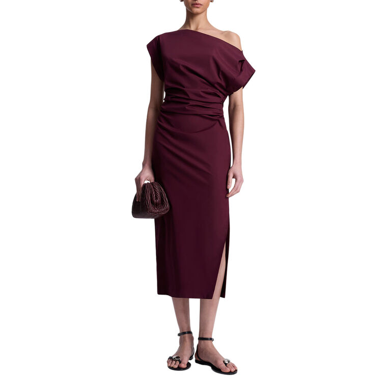 Nara Stretch Cotton Off Shoulder Midi Dress image number null