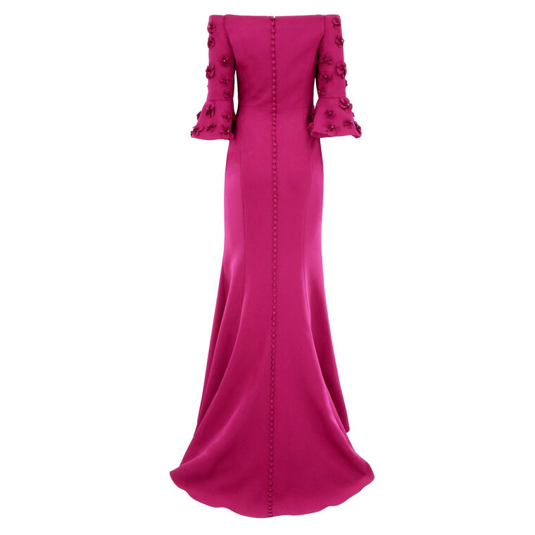 Draped Gown With Sleeve Embellishment image number null