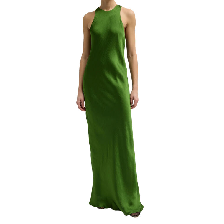 Matte Satin Plisse Maxi Bias Dress image number null