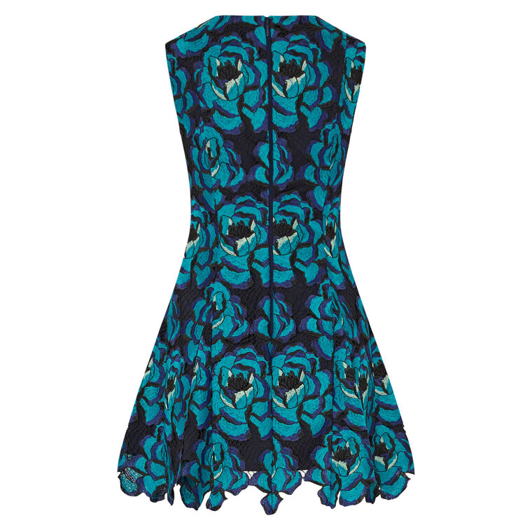 Blue Blossom Sleeveless Floral Lace Mini Dress image number null
