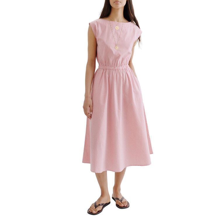 Demi Short Sleeve Boatneck Stripe Midi Dress image number null