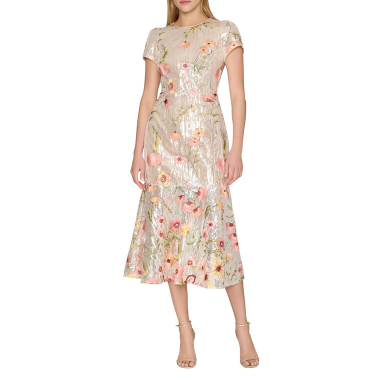 Tahlia Floral Sequins Embellished Midi Dress image number null