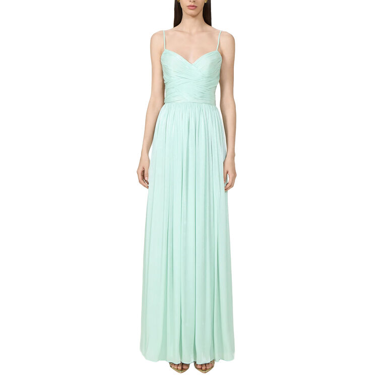 Sireen Sleeveless Draped Lurex Georgette Gown image number null