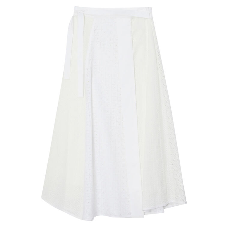 Broderie Anglaise Patchwork Midi Skirt image number null