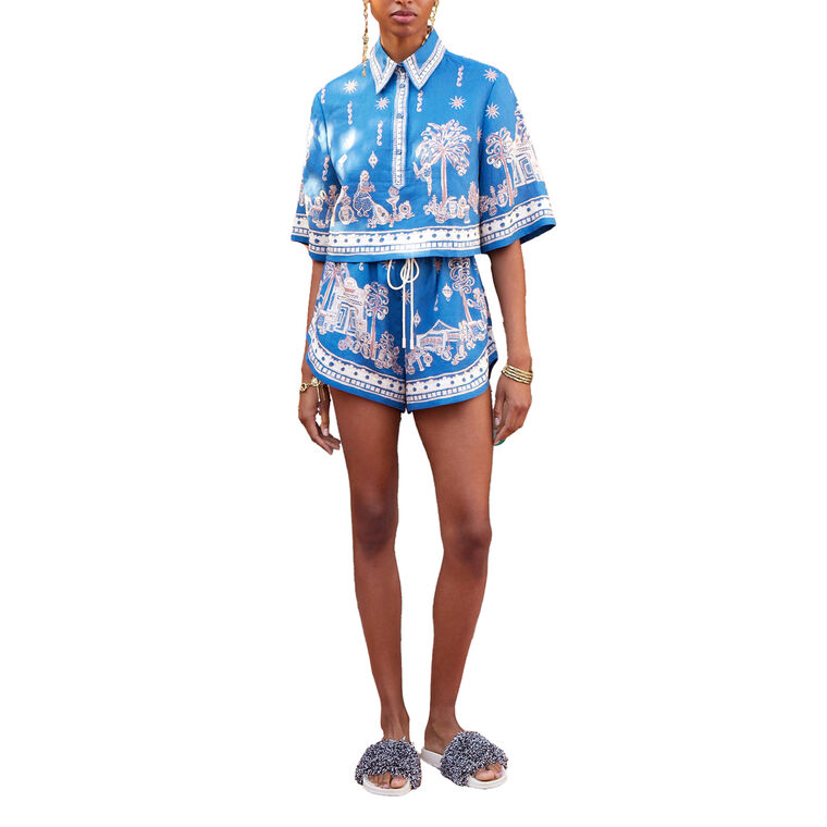 Acacia Cropped Button-Front Shirt image number null