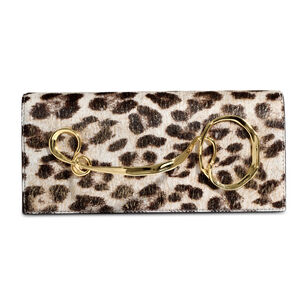Metallic Leopard Twisted Gold Handle Clutch