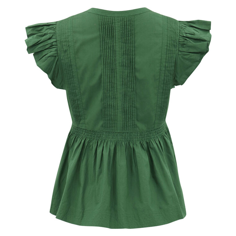 Luise Ruffle-Sleeve Cotton Poplin Top image number null