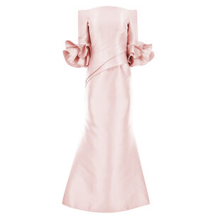 Off Shoulder Gown With Flounce Sleeve