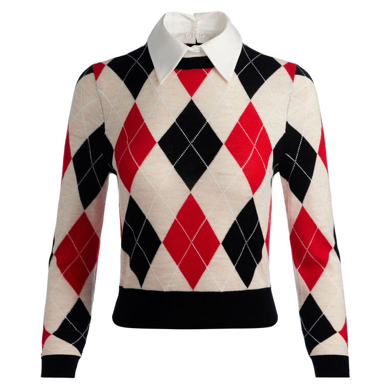 Carolann Argyle Pullover With Removable Collar image number null