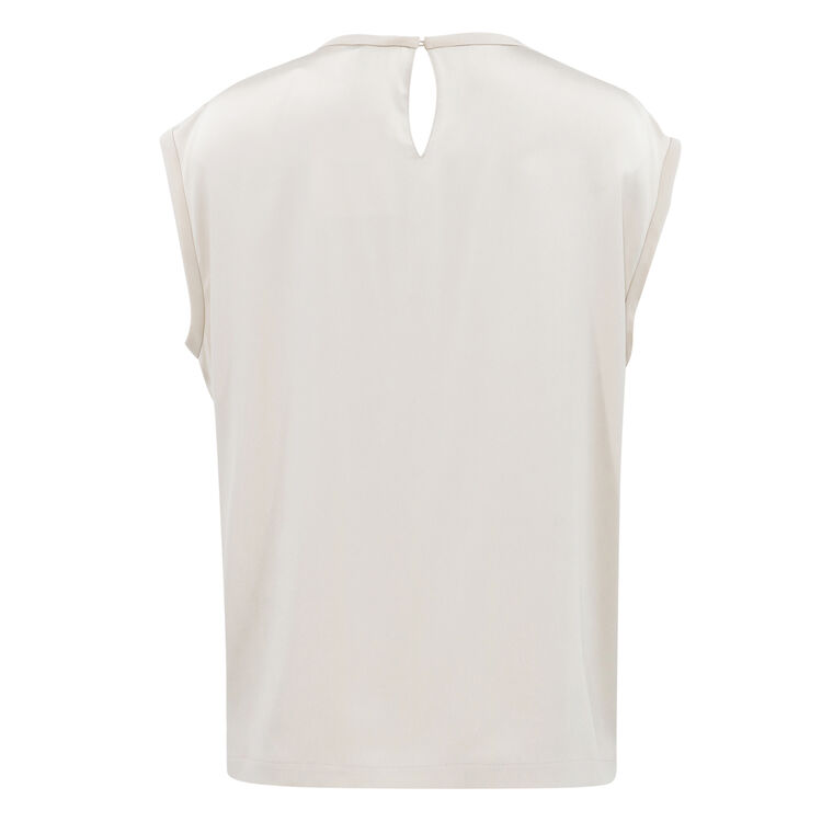 Round Neck Sleeveless Silk Top image number null