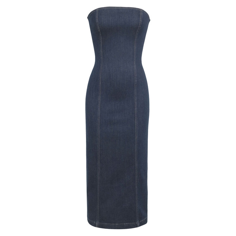 Esme Strapless Midi Denim Dress image number null