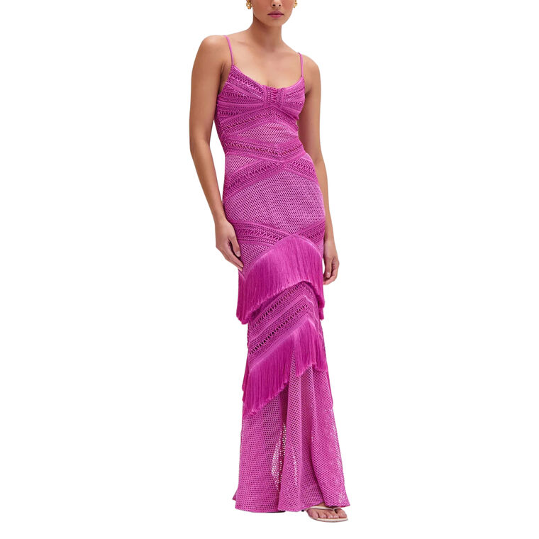 Sleeveless Fringe Maxi Dress image number null