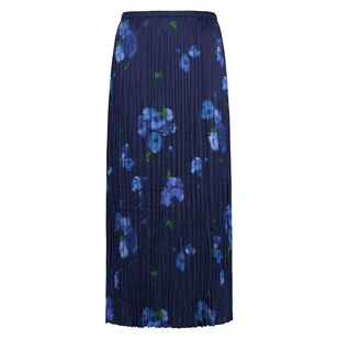 Poppy Blur Pleated Column Midi Skirt