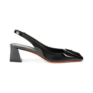 Lemon Patent Leather Mid-Heel Slingback