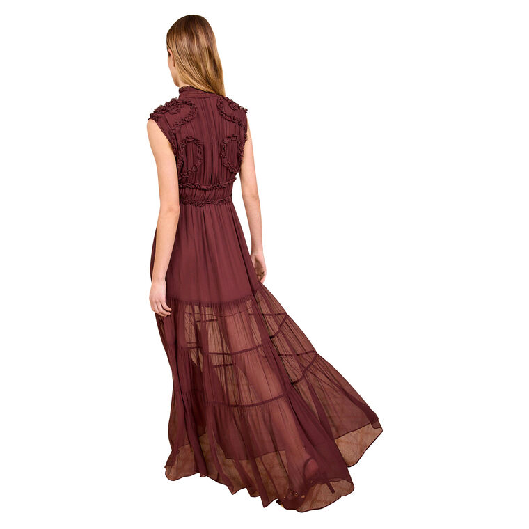 Verona Silk Smocked Sleeveless Gown image number null