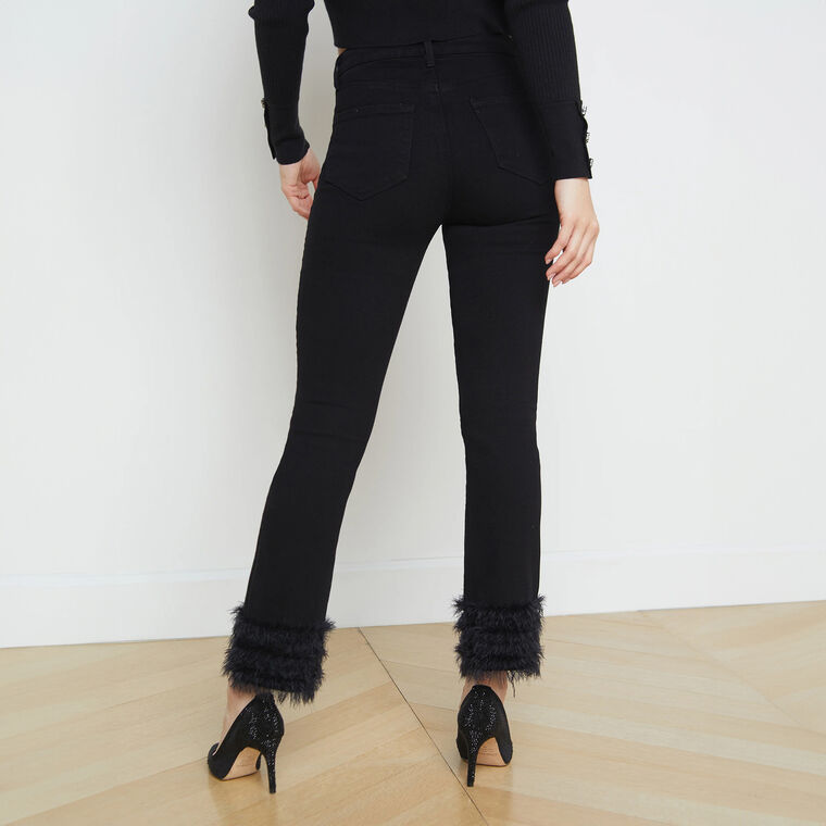 Tati High Rise Feather Trim Jean image number null