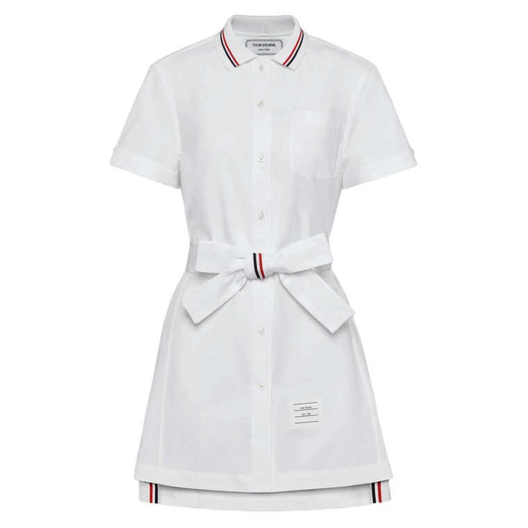 Short Sleeve Bow Detail Poplin Mini Shirtdress image number null