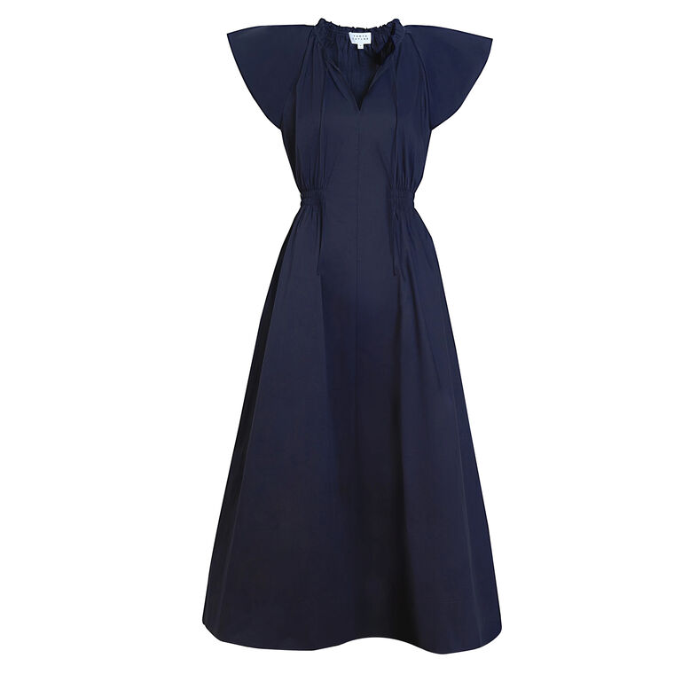 Ivana Flutter Sleeve V-Neck Midi Dress image number null