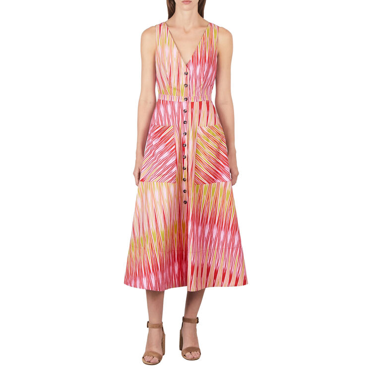 Zoey Sleeveless Patch Pocket Midi Dress image number null