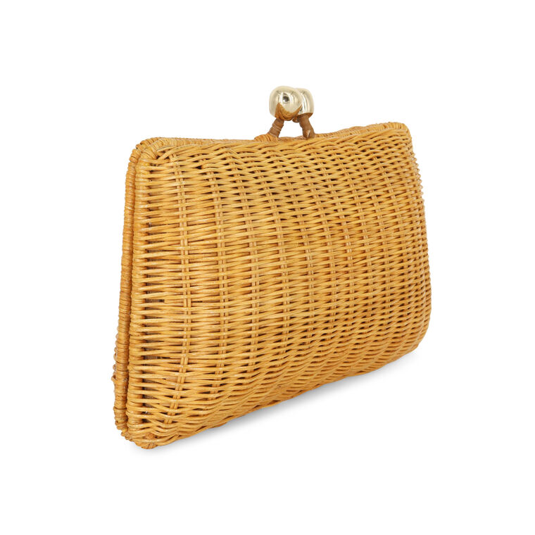 Charlotte Wicker Clutch With Stones image number null