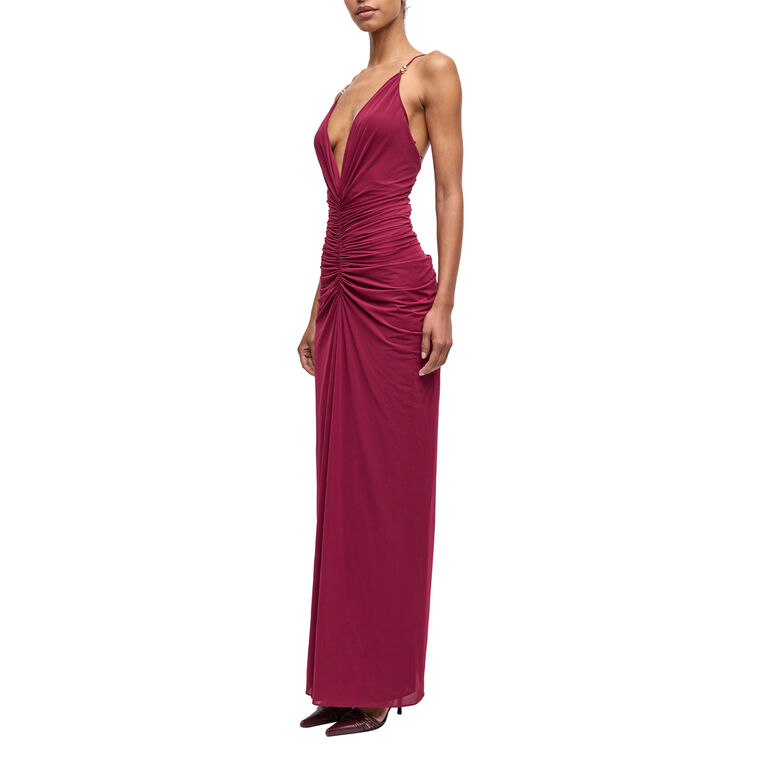 Anya V-Neck Ruched Maxi Dress image number null