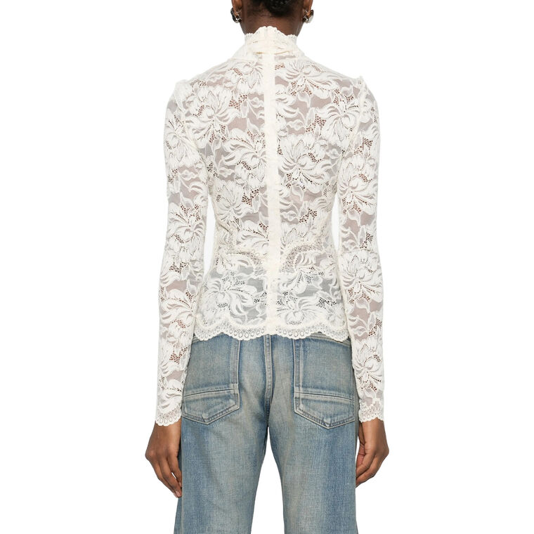 Long Sleeve Lace Turtleneck Top image number null