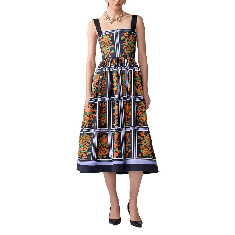 Thick Strap Full Skirt Midi Dress image number null