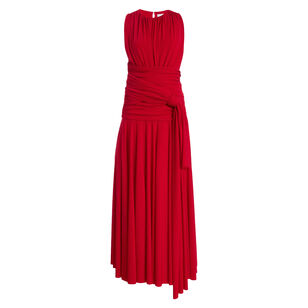 The Isadora Draped Jersey Midi Dress With Knot