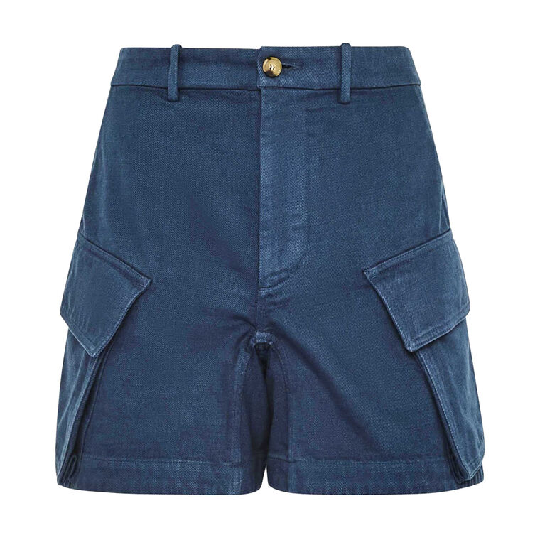 High-Waisted Cargo Twill Shorts image number null
