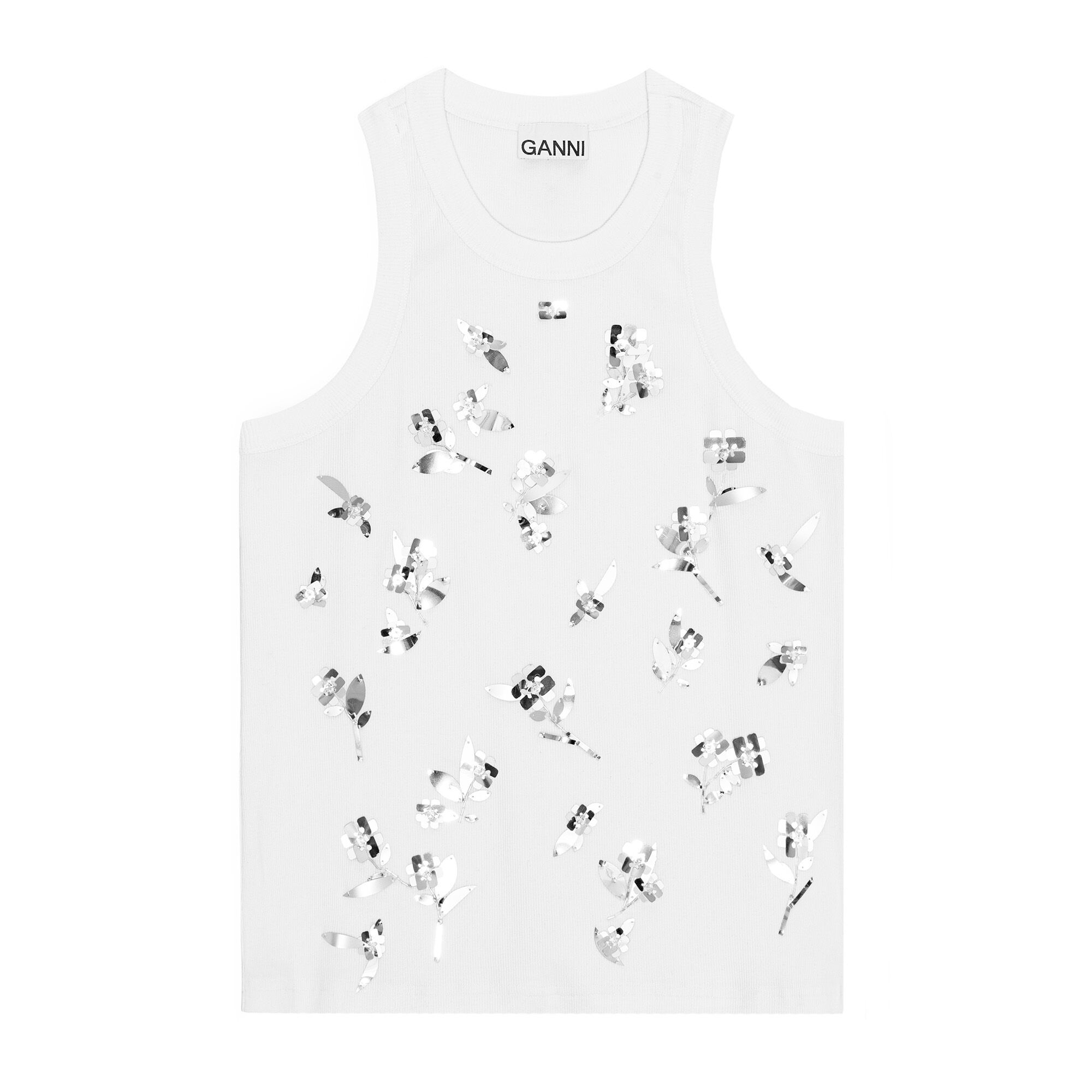 Ganni Rib Jersey Embellished Tank Top | Tootsies