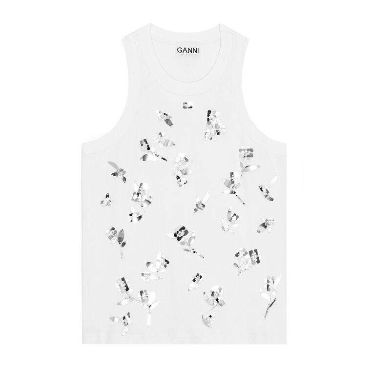 Rib Jersey Embellished Tank Top image number null