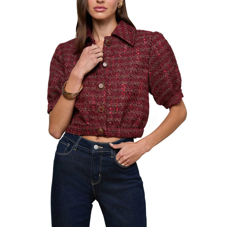 Cove Short Sleeve Cropped Tweed Jacket image number null