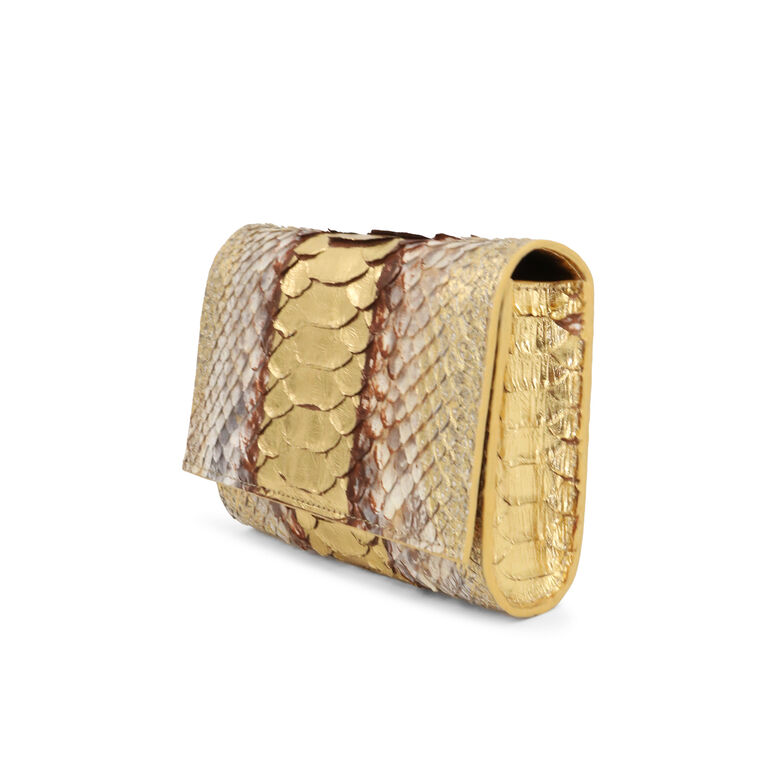 Gracia Python Gold Metallic Bag image number null