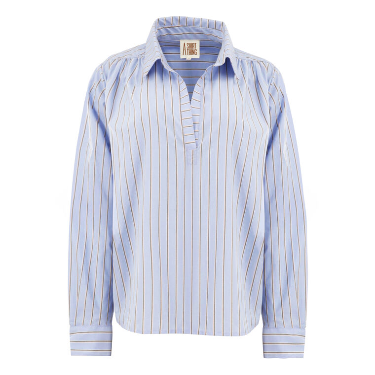 Celeste Long Sleeve Striped Poplin Shirt image number null