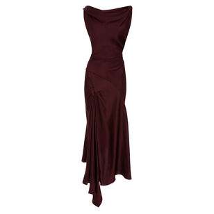Posy Sleeveless Draped Satin Midi Dress