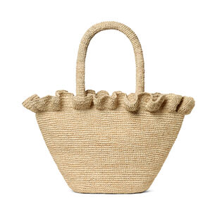Raffia Tote With Ruffles