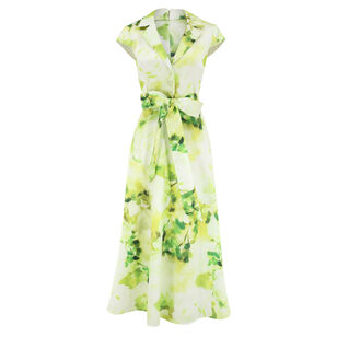 Short Sleeve Floral Print Midi Shirtdress