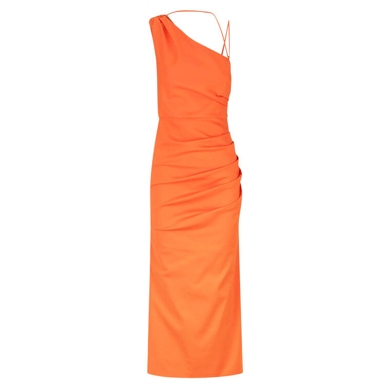 Lani Asymmetrical Gathered Midi Dress image number null