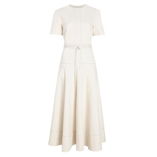 Elizabeth Short Sleeve Midi Dress In Solid Cotton