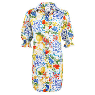 Miller Limoncello Print Puff-Sleeve Shirtdress