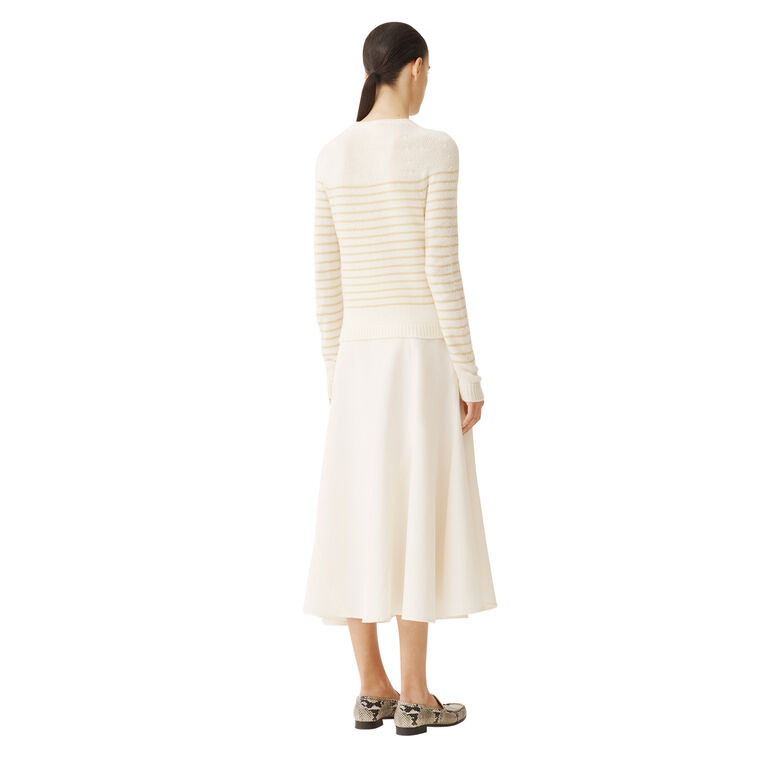 Striped Cashmere Gauzed Crewneck Sweater image number null
