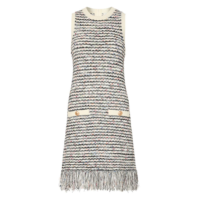 Textured Fringe Knit Mini Dress image number null