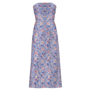 Callie Strapless Floral Jacquard Midi Dress