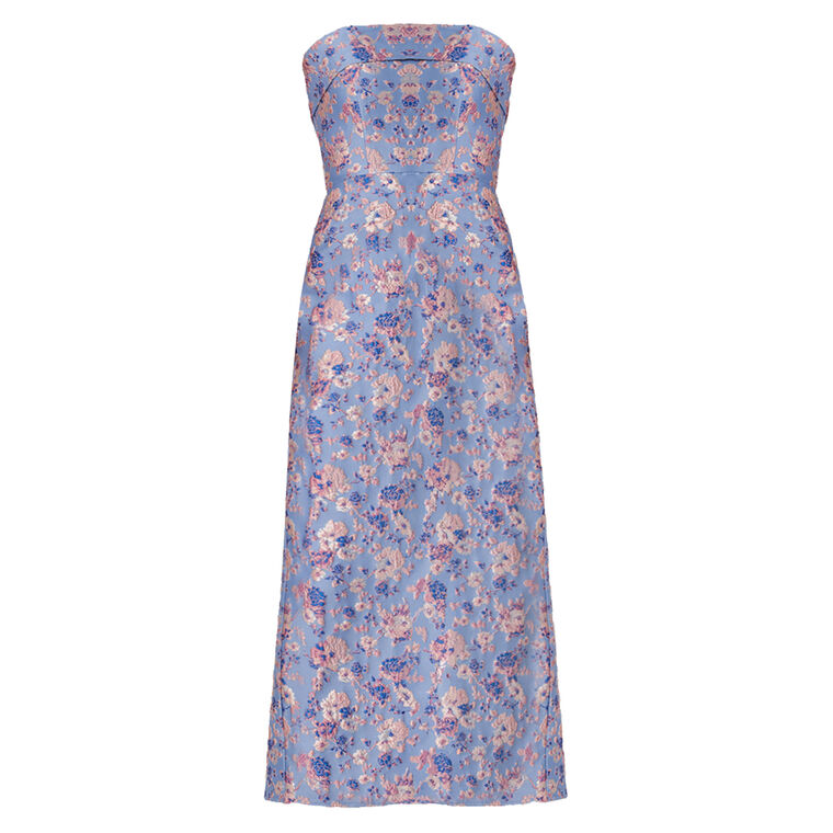 Callie Strapless Floral Jacquard Midi Dress image number null