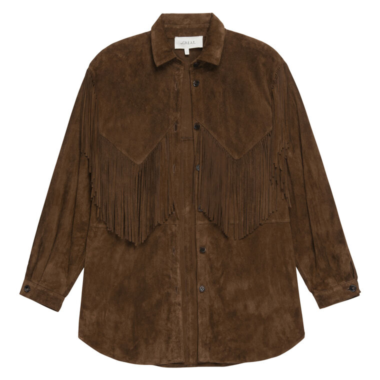 The Suede Fringe Shirt Jacket image number null