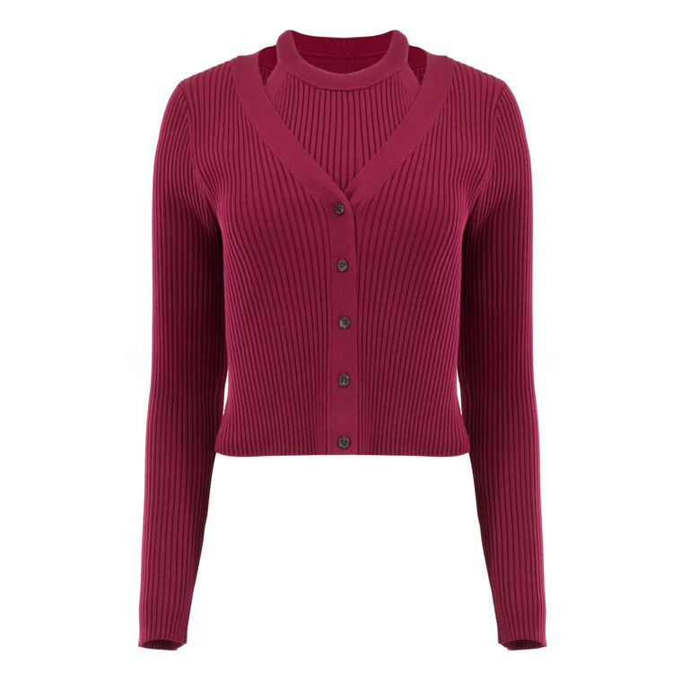 Lonnie Long Sleeve Viscose Knit Layer Cardigan image number null