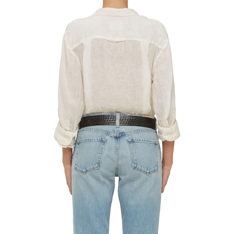 Kayla Shrunken Long Sleeve Linen Shirt image number null