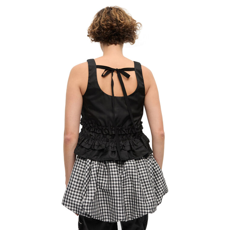 Duchesse Nylon Open Back Sleeveless Frill Top image number null