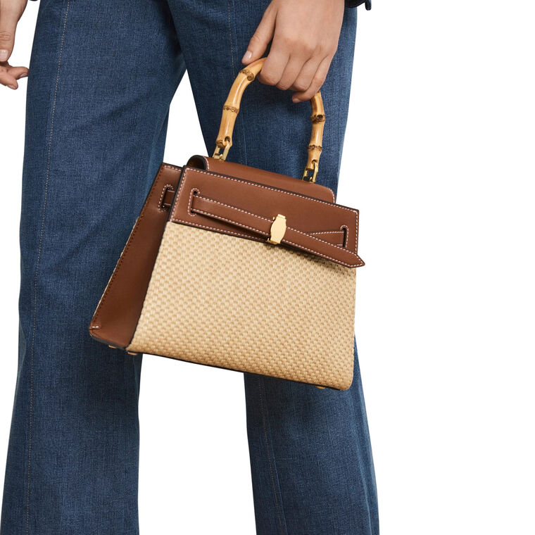 Raffia Dash Top Handle Bag image number null