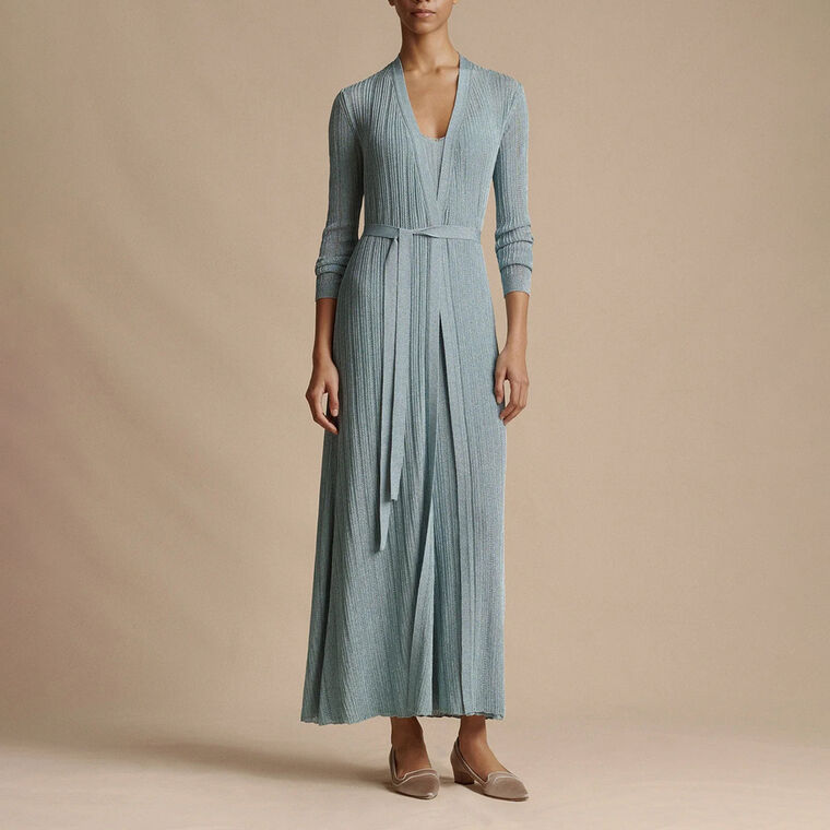 Long Cardigan in Metallic Rib image number null